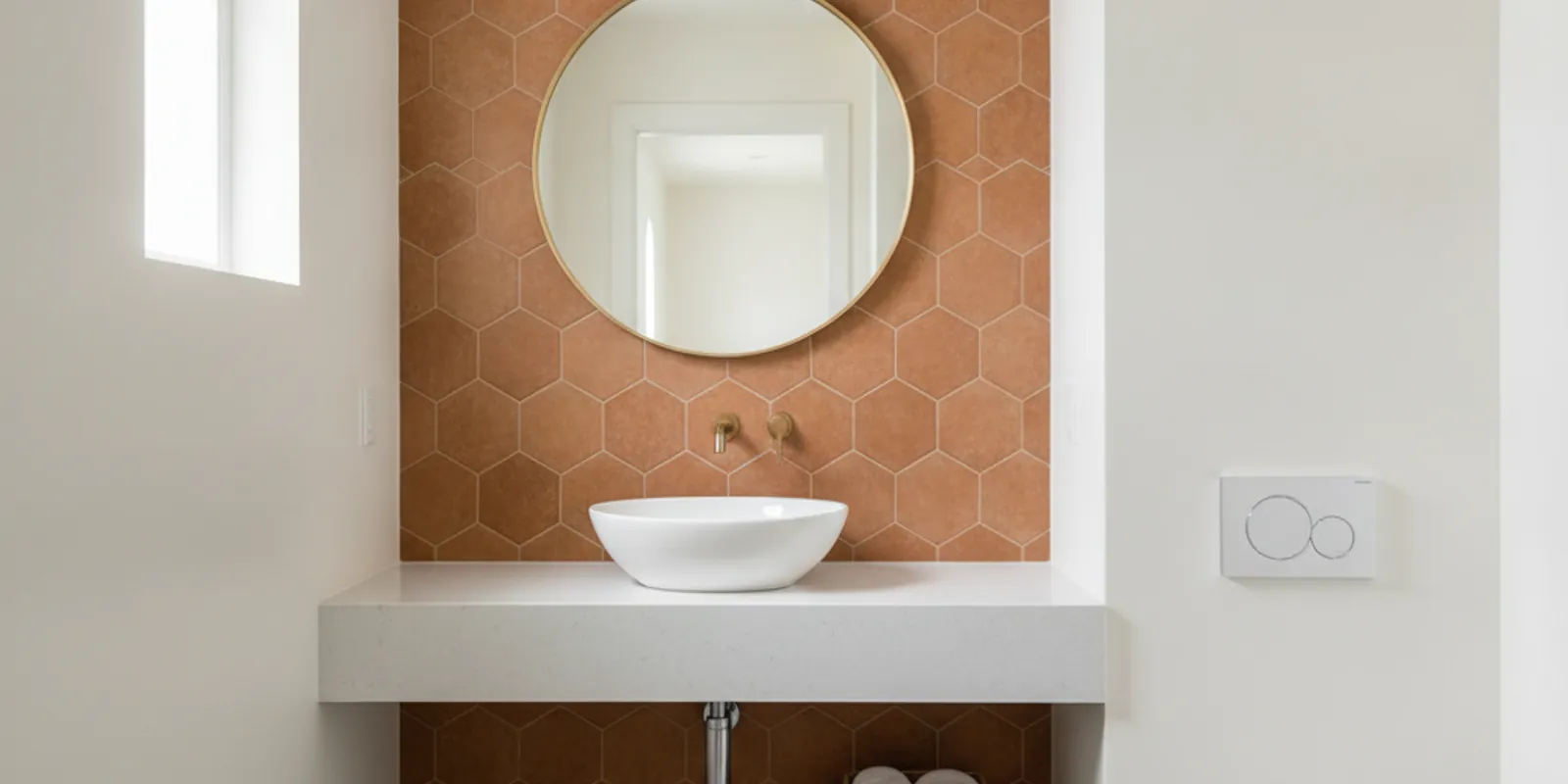 Remodeled powder room in an El Paso home by Pass City Bath Co.